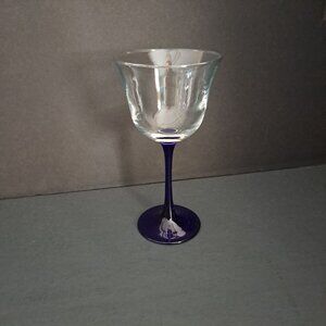 Cristal d'Arques Durand Americana Blue Stem Wine Glass 7" Clear Bowl France
